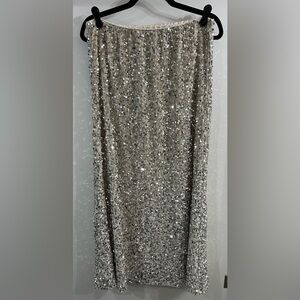 Old Navy NWT champagne silver velvet sequin maxi skirt